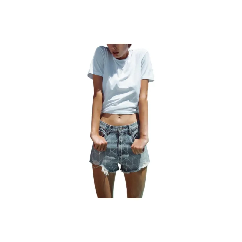 ZARA Denim Shorts Women's Blue-2