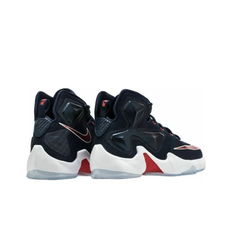 Nike Lebron 13 Non slip Lightweight Mid Top Children's Basketball Shoes Blue Red Teenagers-3