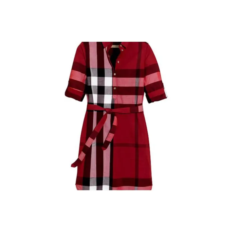 Burberry Short Sleeved Dresses Women's Red-2