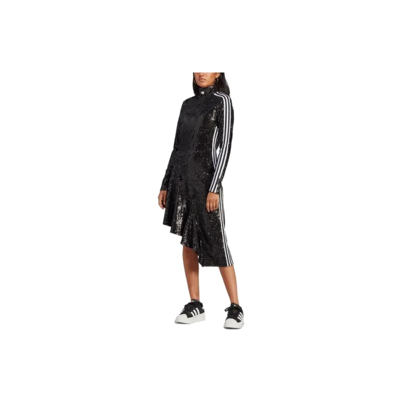 Adidas Originals Long Sleeved Dresses Women's Black-3