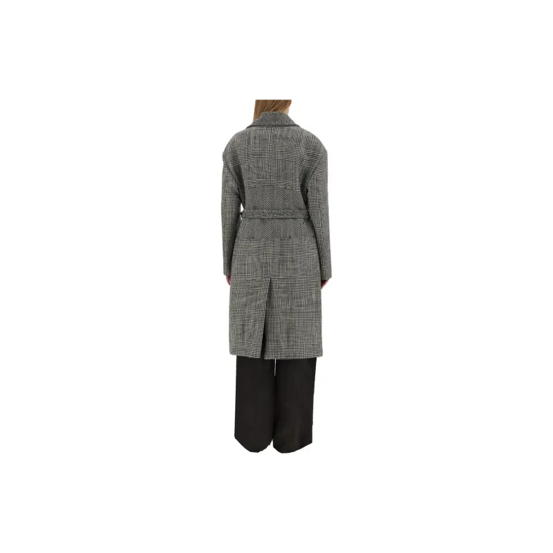 TOM FORD Houndstooth Pattern Straight Hem Belted Coat-3