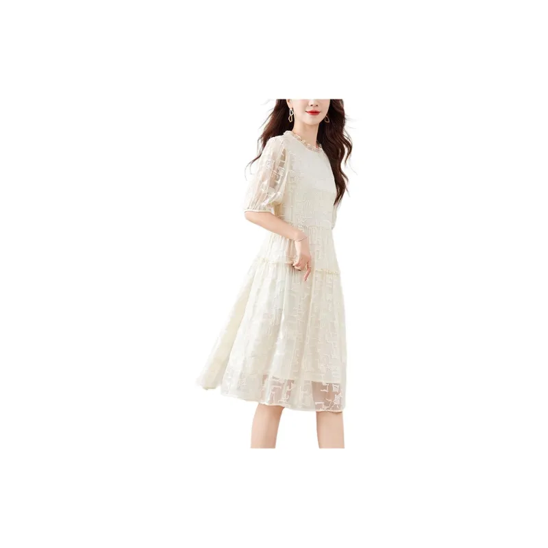 Yi Mengyuan Heavyweight Mulberry Silk Short Sleeved Dress Women's-1