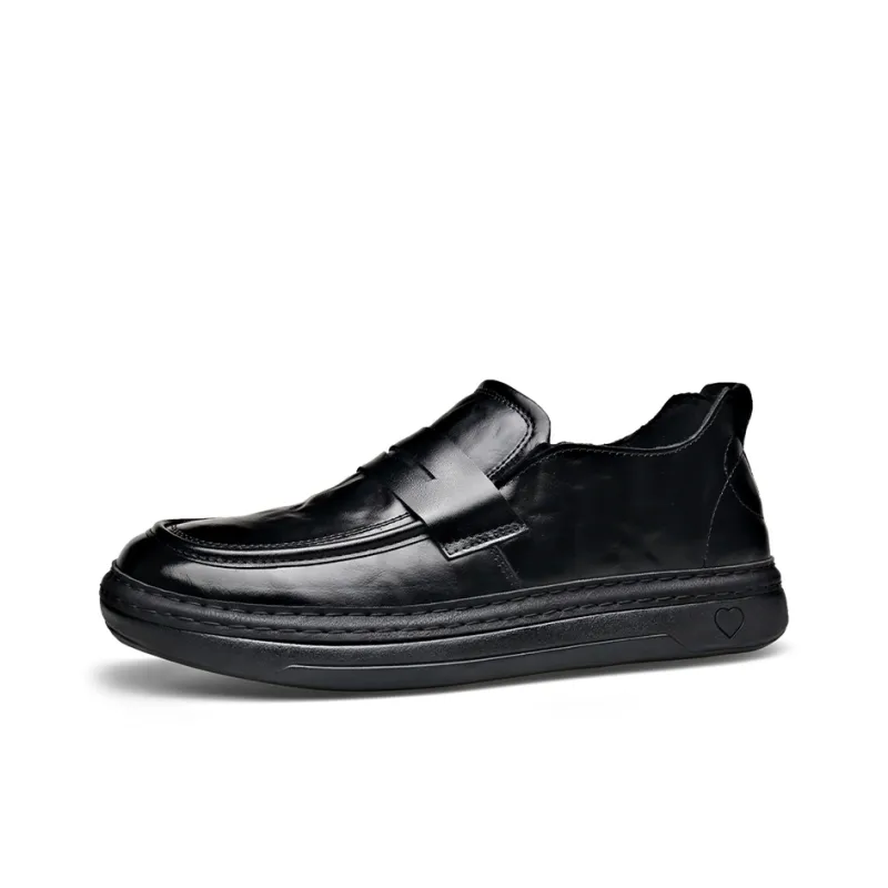 Bull charm Loafers Men Black/Litchi Grain-5