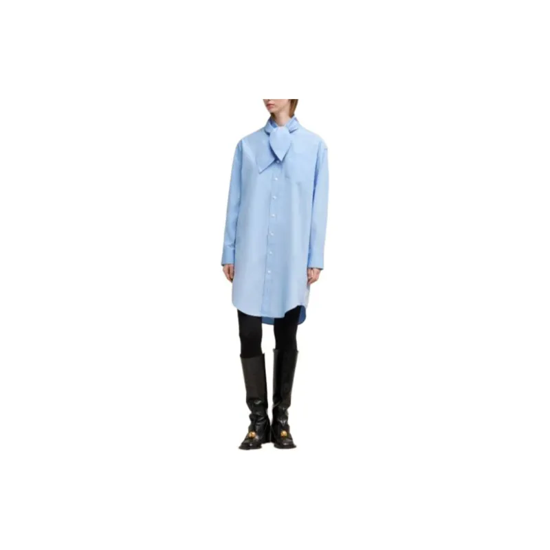 AMIPARIS Scarf collar Cotton Shirt Dress-1