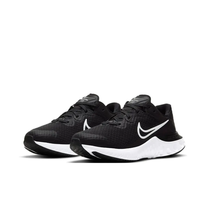 Nike Renew Run 2 Anti Slip And Wear Resistant Breathable Low Top Kids' Running Shoes Black White Teenagers-2