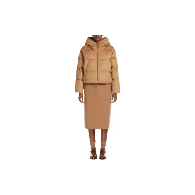 MaxMara Dalia Collection Reversible Camel Colour Down Jacket Down Jacket Women's Brown-1