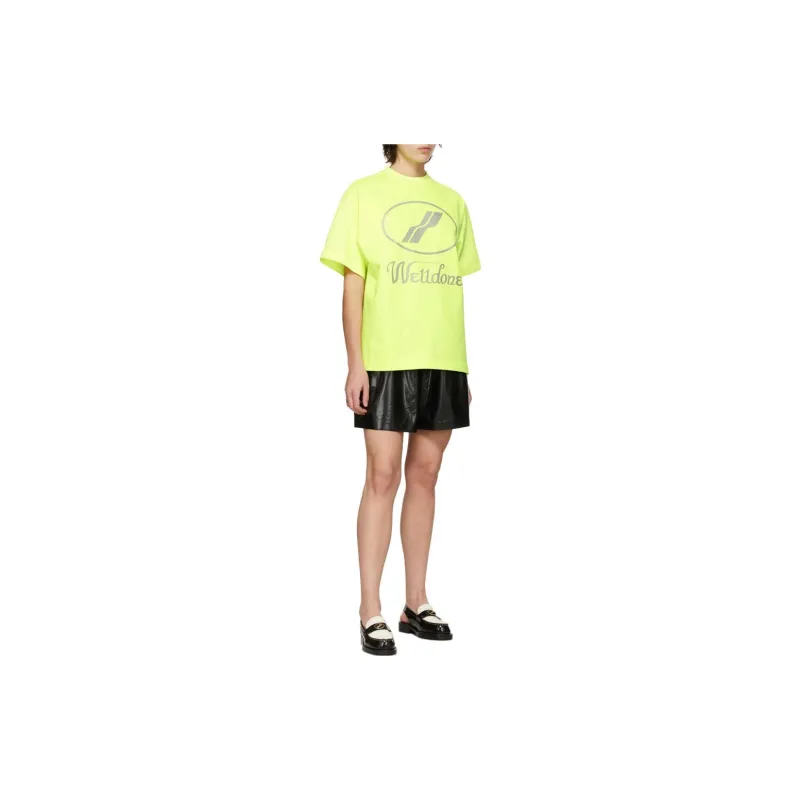 WE11DONE Logo Print Oversized T shirt Yellow-2