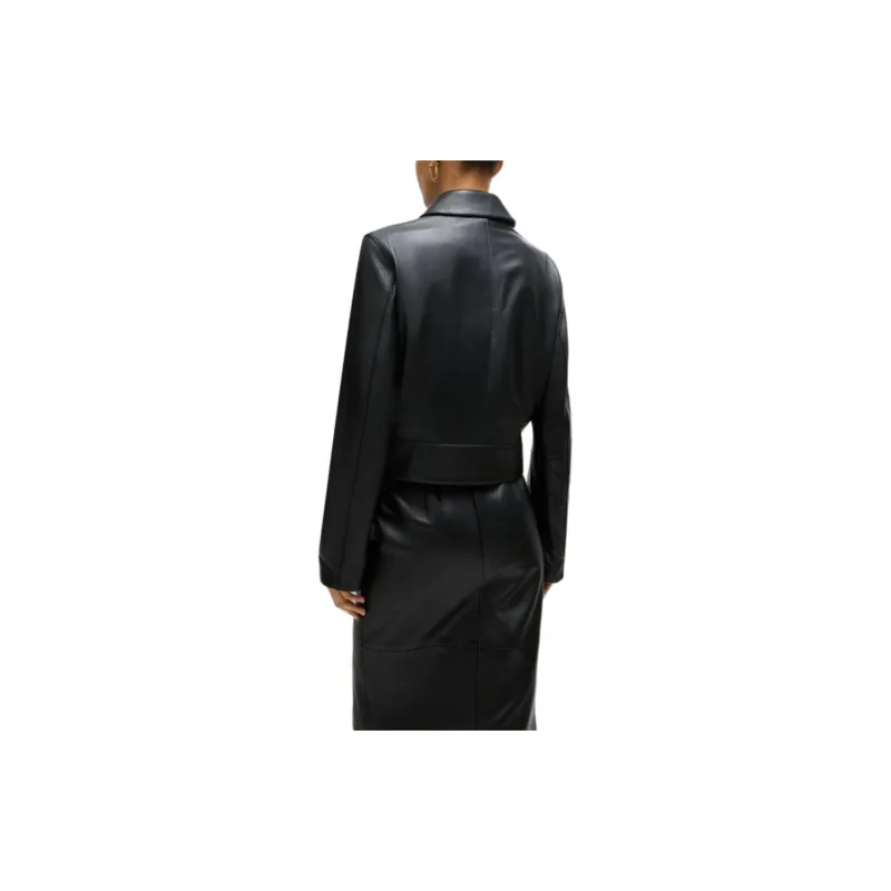 HUGO BOSS Cropped Leather Jacket-5