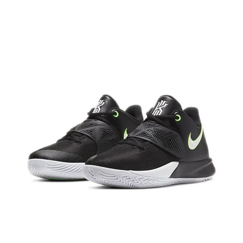 Nike Flytrap 3 Slip Resistant Cushioning Wear Resistant Low Top Children's Basketball Shoes Black White Green Teenagers-2