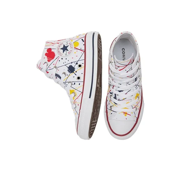 Converse Chuck Taylor All Star Anti Slip Wear Resistant High Top Kids Canvas Shoes White Multicolor Teenagers-4