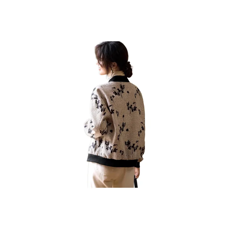 XWI Jackets Coats Women's Khaki Black Floral-2