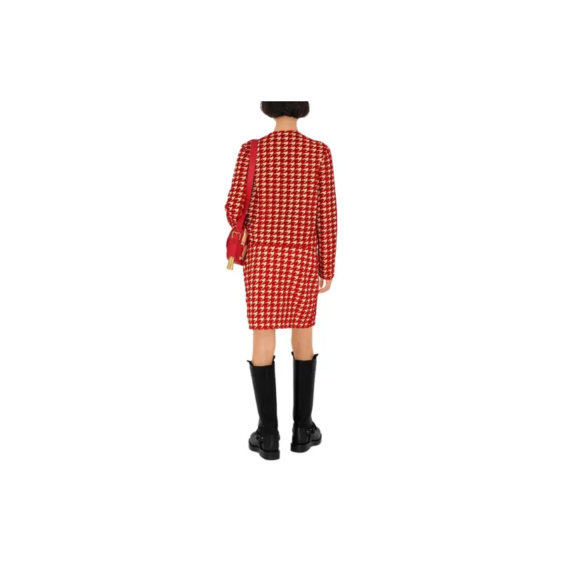 Burberry Houndstooth Pattern Crewneck Buttoned Cardigan-8