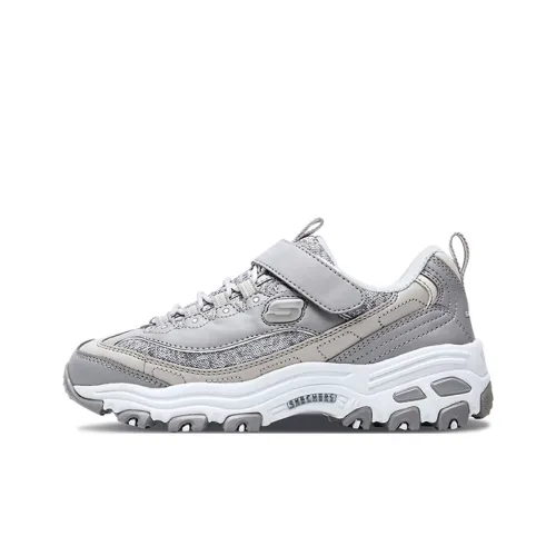 skechers Toes D'LITES Series Abrasion Resistant Slip Resistant Shock Absorbers Kids Lifestyle Shoes Gray Teenagers