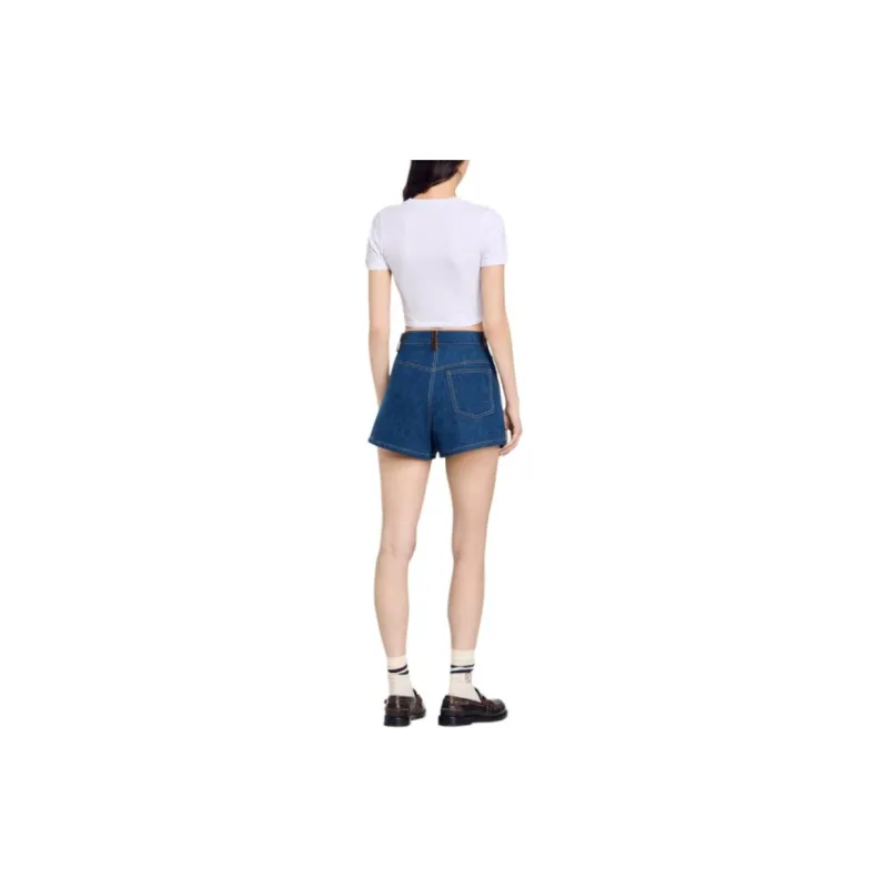 Sandro Logo embroidered Cropped T shirt-2