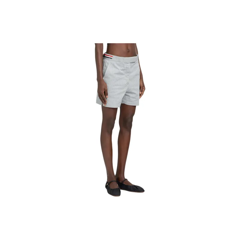 THOM BROWNE Striped Seersucker Shorts-4