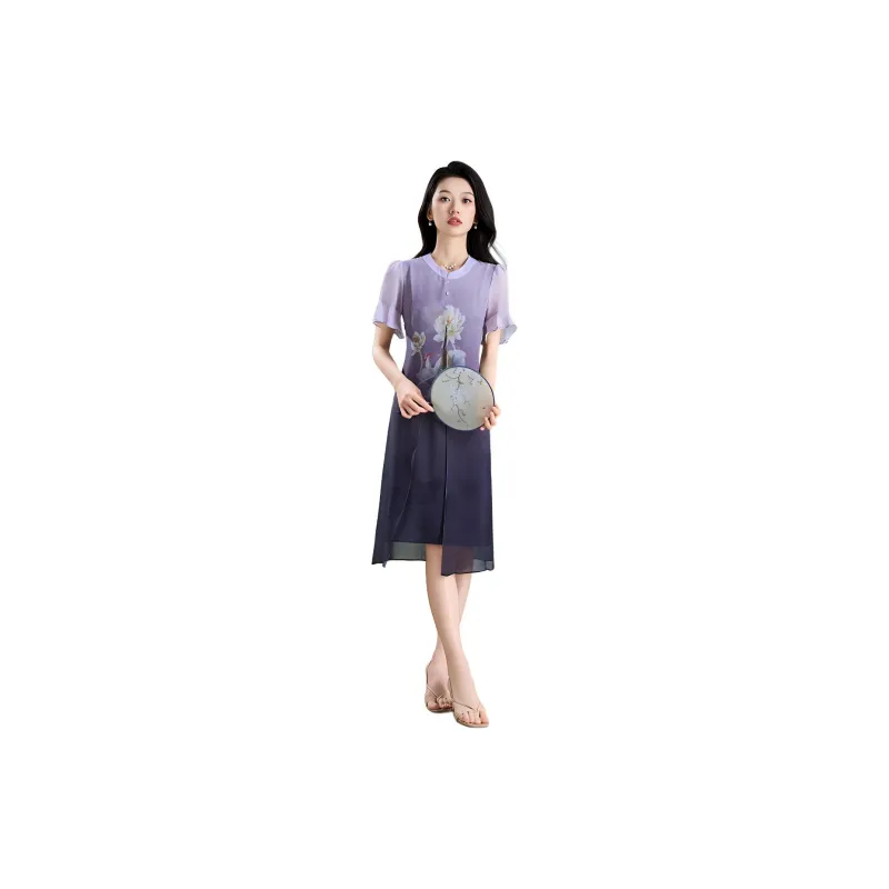 Mylan Short Sleeved Dresses Women's Purple-5