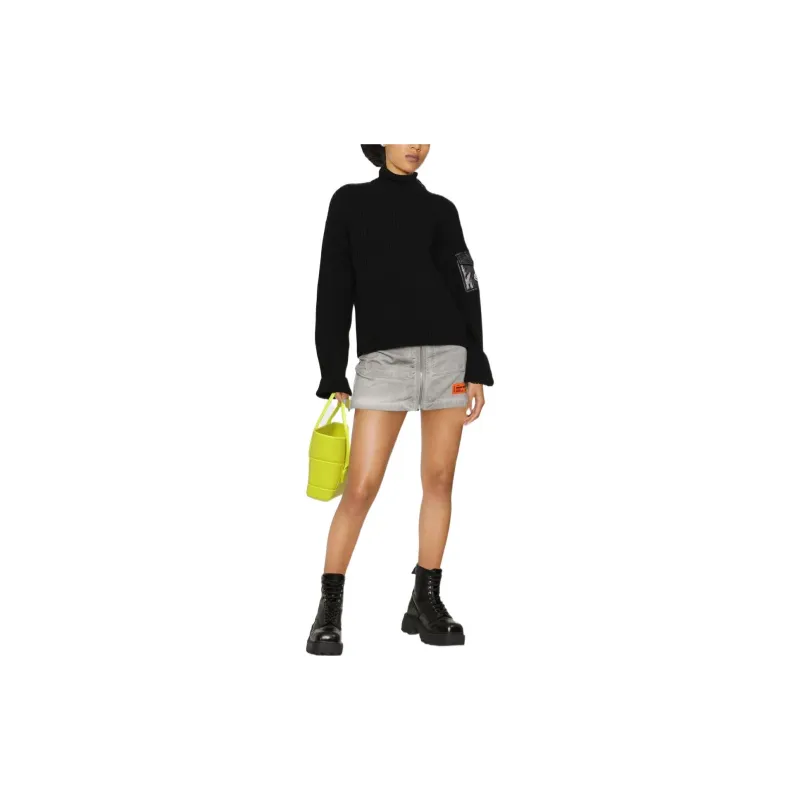 Moncler Woman Ribbed Tricot Wool Sweater Black-1