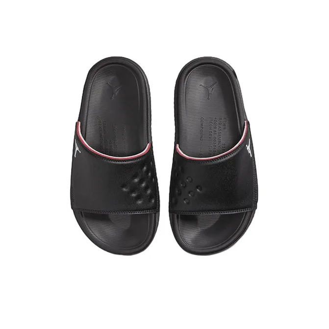 Jordan Play Quiet Kids' Slippers Black White Red Unisex-2