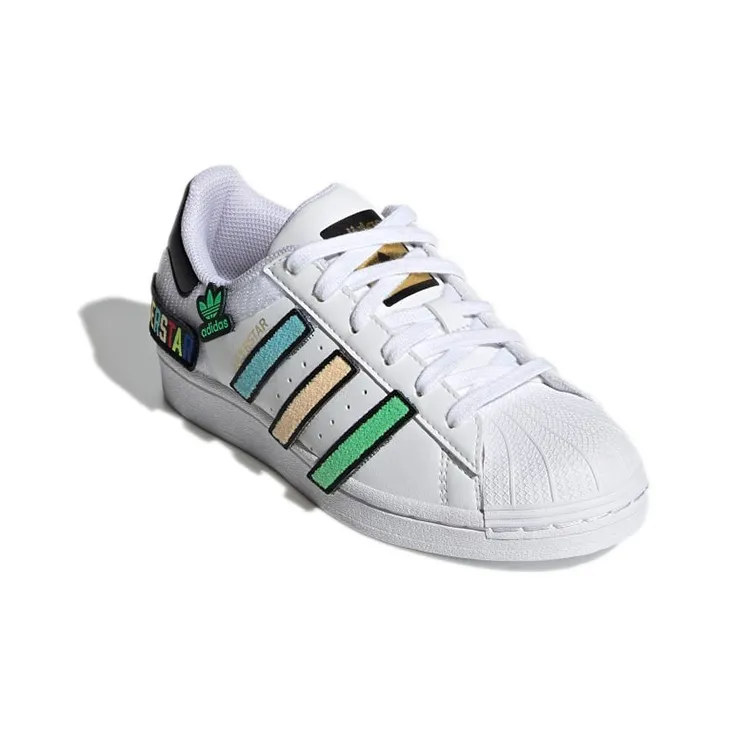Adidas Originals Junior Abrasion Resistant Low Top Skateboard Shoes White Blue Green Teenagers-2
