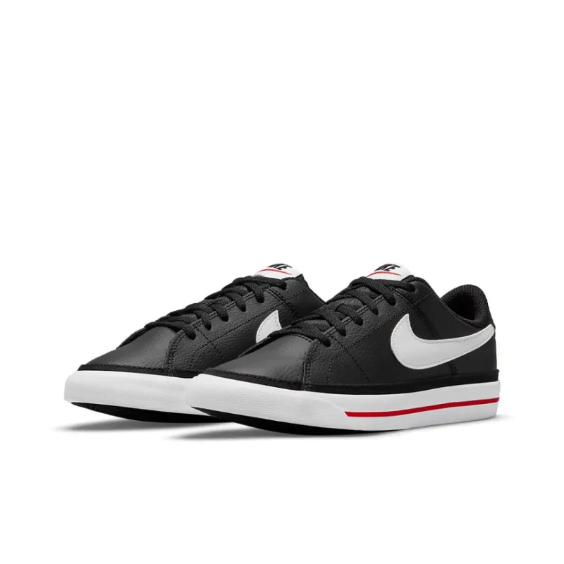Nike Court Legacy Anti-Slip Wear-Resistant Low-Top Kids' Skateboarding Shoes Black White Teenagers-2