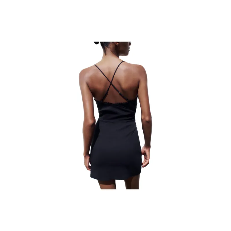 ZARA Slip Dresses Women's Black-2