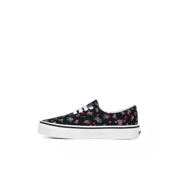 Vans Era Anti Slip Wear Resistant Low Top Kids' Skateboarding Shoes Black Floral Children Aged 3 7 Years Old
