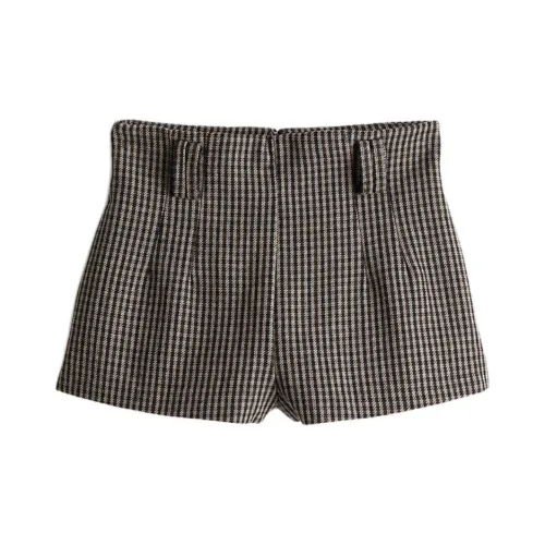 H&M Casual Shorts Women's Dark Brown/Plaid