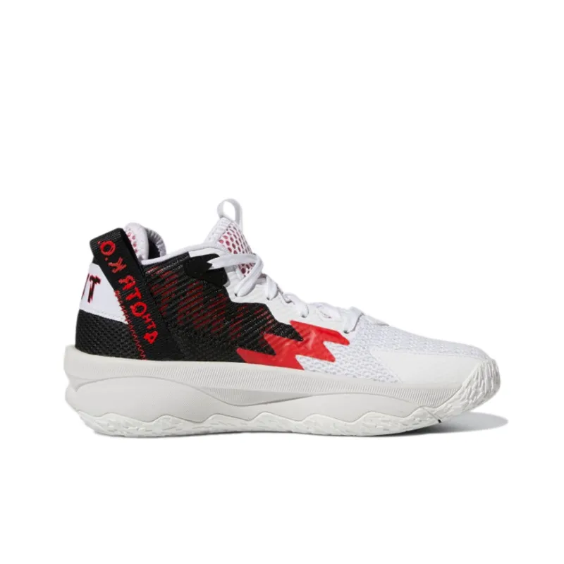 Adidas D Lillard 8 J Wear Resistant Mid Top Children's Basketball Shoes White Teenagers-1