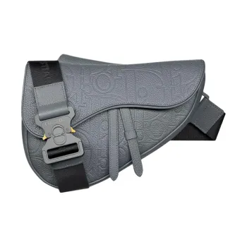 DIOR Cow Leather Saddle Bag Shoulder Bag Crossbody Bag Women's Dark Gray