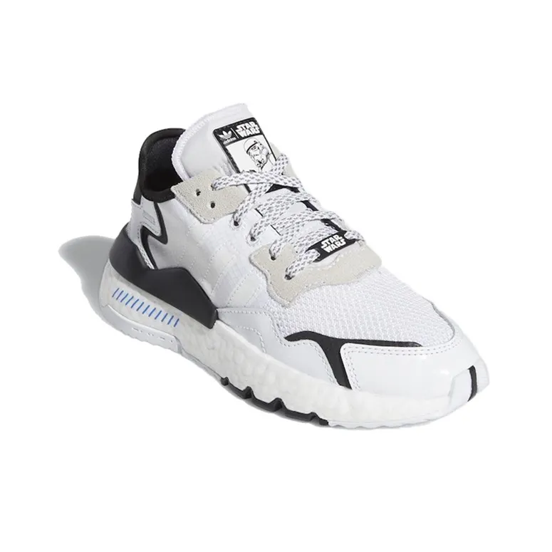 Adidas Originals Nite Jogger Abrasion Resistant Mid Top Kids Lifestyle Shoes White Black Teenagers-2