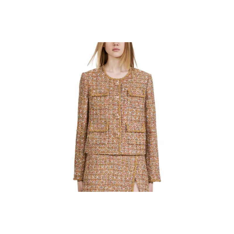 Self portrait Chinese New Year Jacket Women's Camel Gold-1