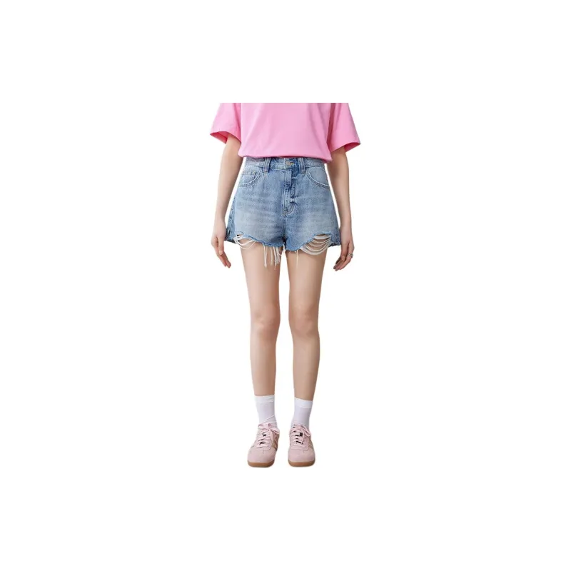 A21 Denim Shorts Women's Light Blue-2