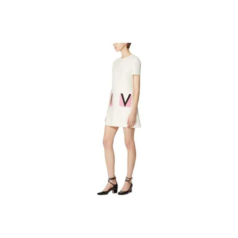 Valentino Short-Sleeved Dresses Women's Light Ivory White-3