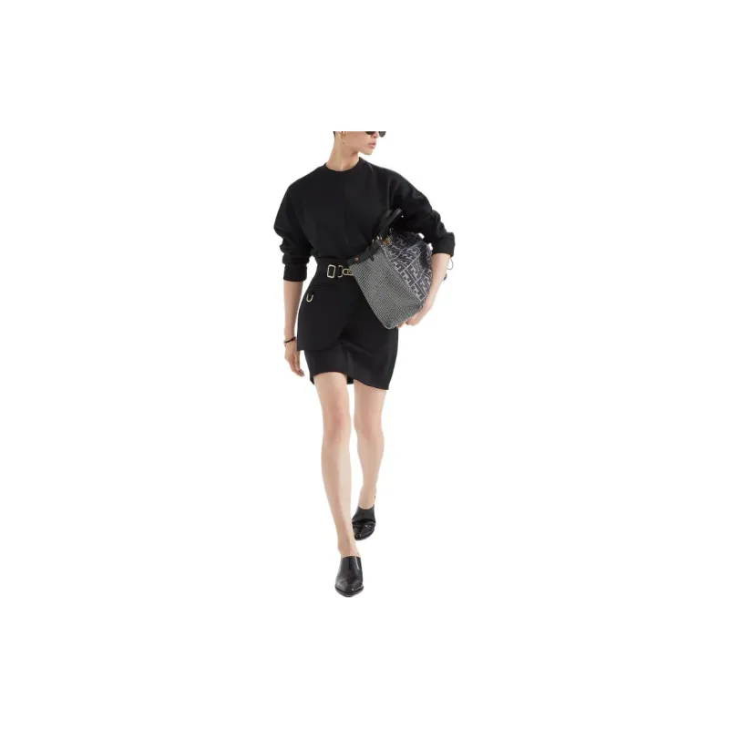 FENDI Long-Sleeved Dresses Women's Black-6