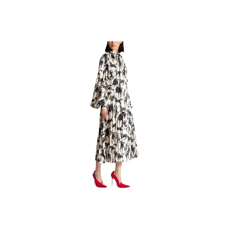 BALMAIN Horse print Pleated Midi Skirt-4