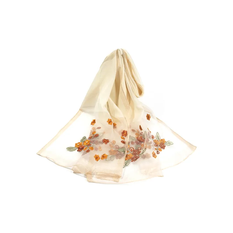 Shanghai Story Polyester Silk Scarves Women's Beaded Feather Fall-15