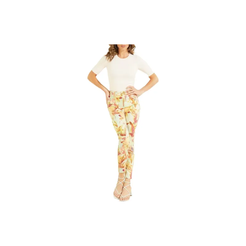 GUESS Eco 1981 Painted Floral Skinny Jeans Jeans Women's Yellow-4