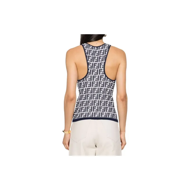 FENDI Ff Jacquard Ribbed Tank Top-2