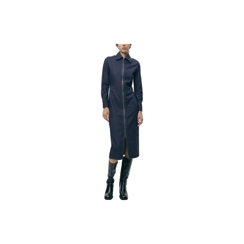 ZARA Long Sleeved Dresses Women's Blue-2