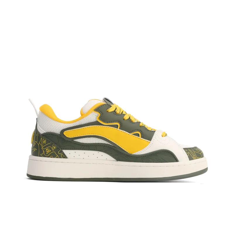 GLO BULL Skateboard Shoes Men Low Top Beige Military Green Yellow-1