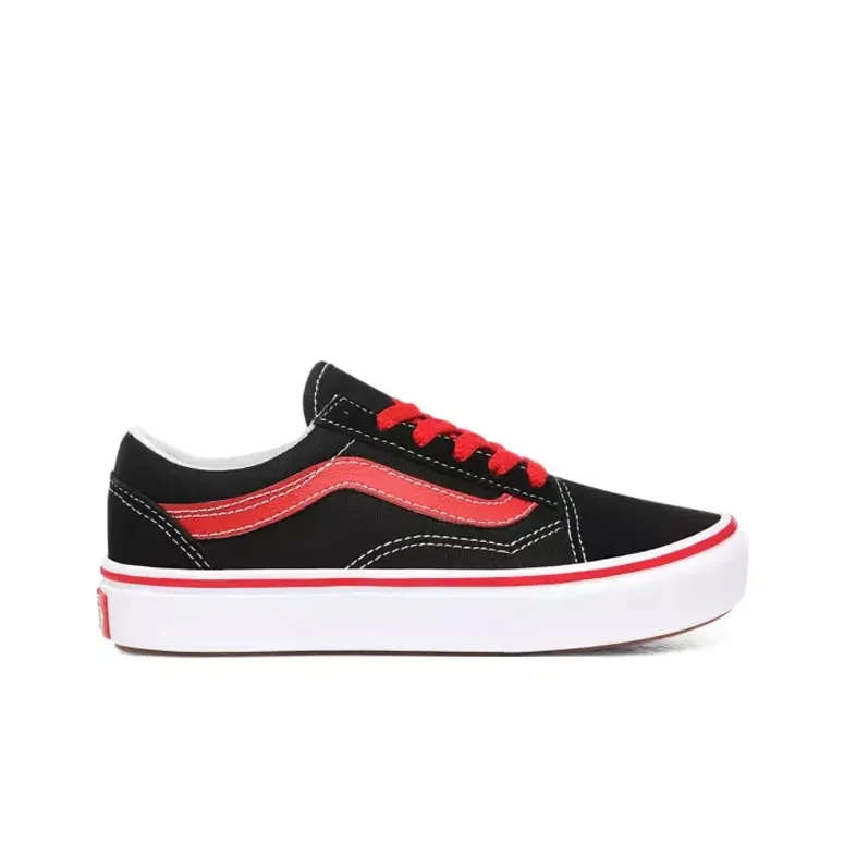 Vans Old Skool Slip-Resistant Low-Top Kids' Skateboarding Shoes Black Red Teenagers-1