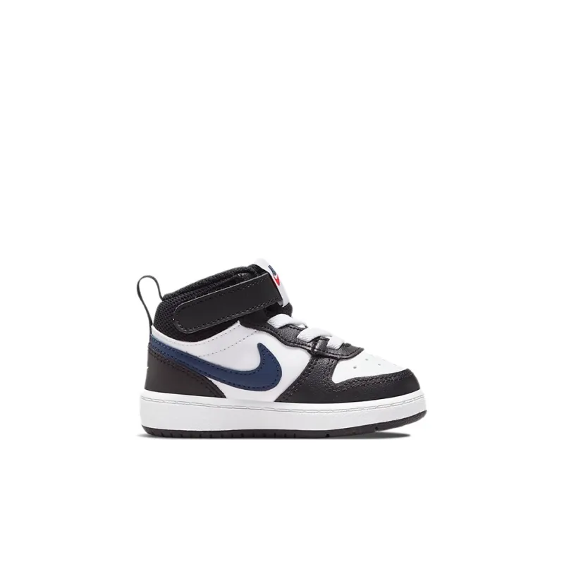 Nike Mid 2 Anti Slip Wear Resistant High Top Skateboard Shoes Black White Red Infant And Toddler-1