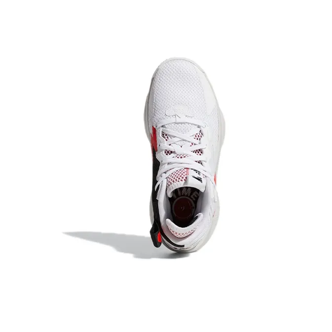 Adidas D Lillard 8 J Wear Resistant Mid Top Children's Basketball Shoes White Teenagers-3