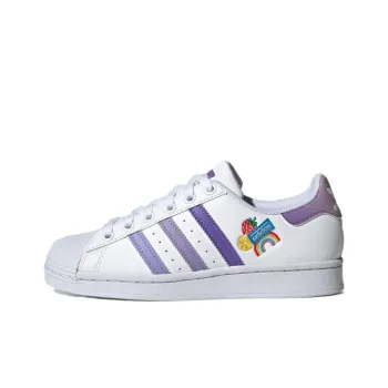 Adidas Originals SUPERSTAR J Low Top Kids' Skateboarding Shoes Classic White Purple Teenagers