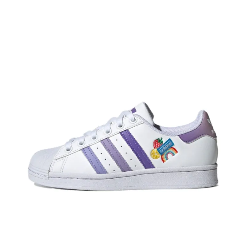 Adidas Originals SUPERSTAR J Low Top Kids' Skateboarding Shoes Classic White Purple Teenagers-0