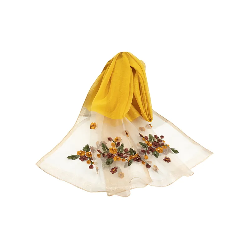 Shanghai Story Polyester Silk Scarves Women's Beaded Feather Fall-17