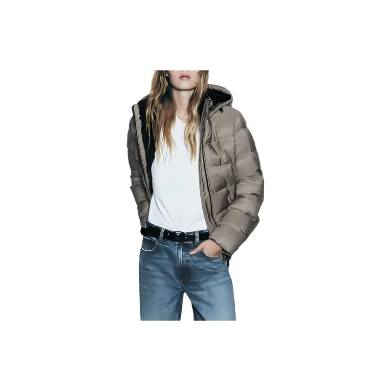 ZARA Puffer Jacket Women's Gray-4