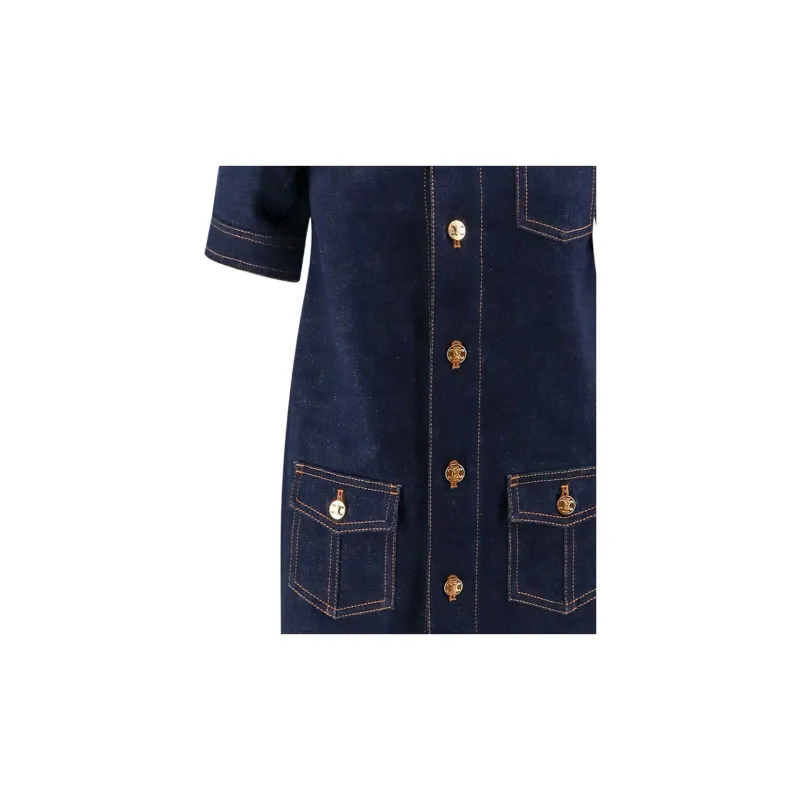 CELINE Workwear Mini Dress In Rinsed Wash Denim-5