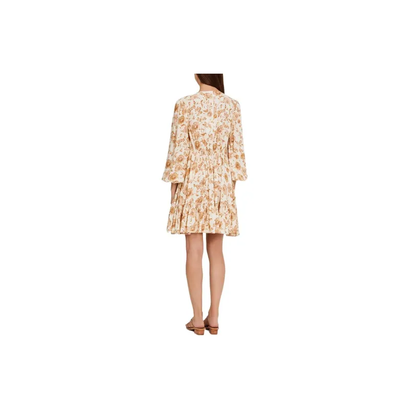 Significant Long-Sleeved Dresses Women's Yellow/White-1