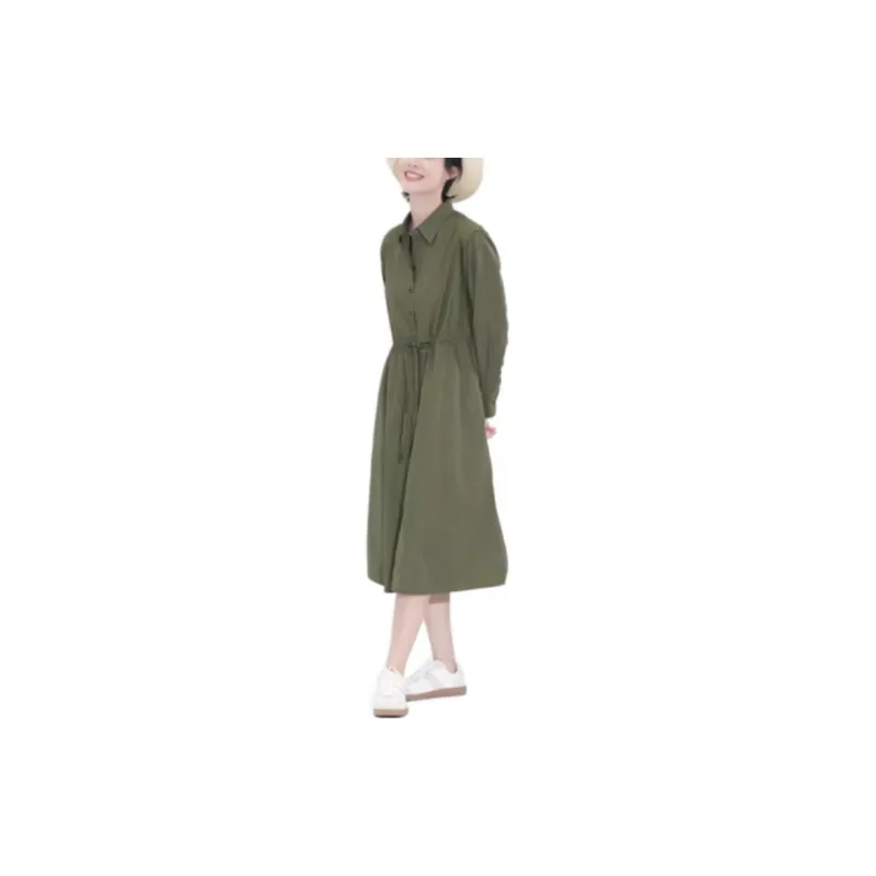 UNIQLO Long-Sleeved Dresses Women's Dark Green-2